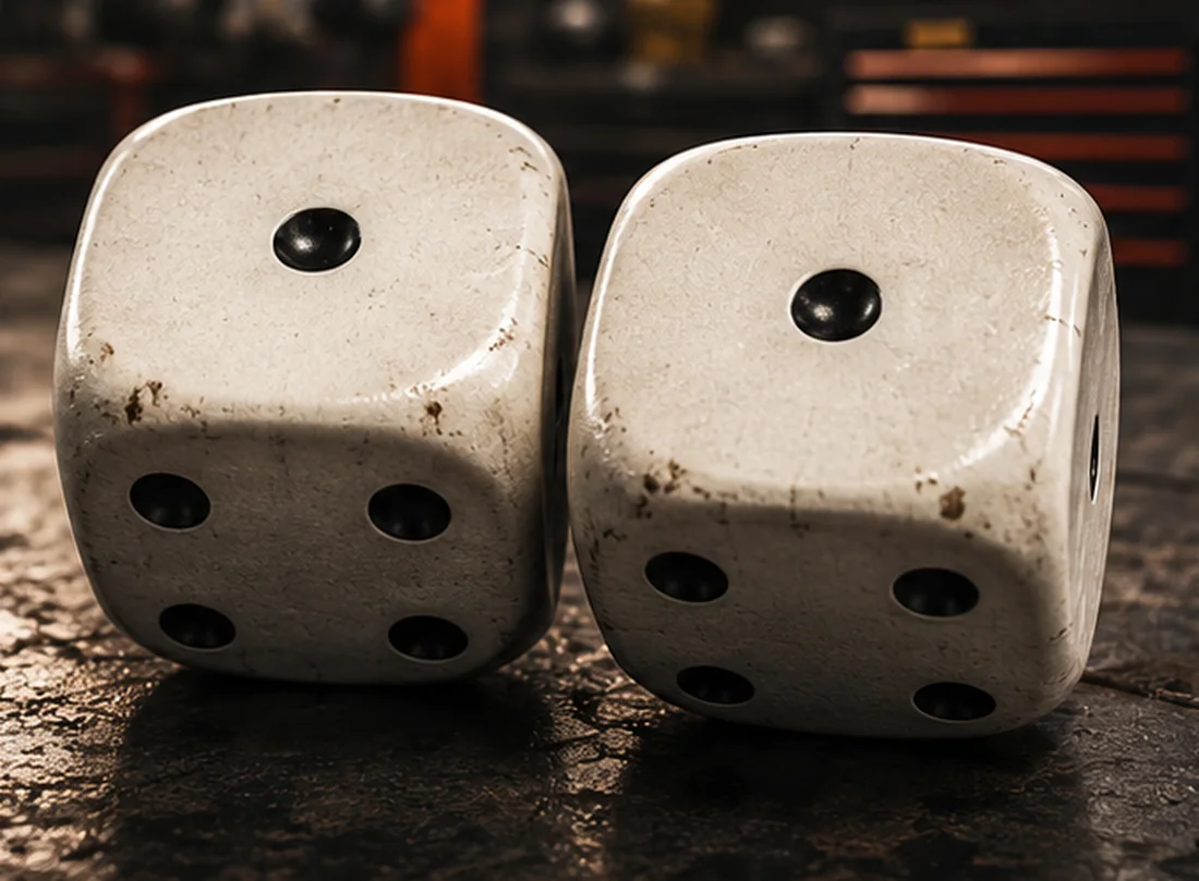 Two dice showing double ones for the Holland Automotive free WoF promotion